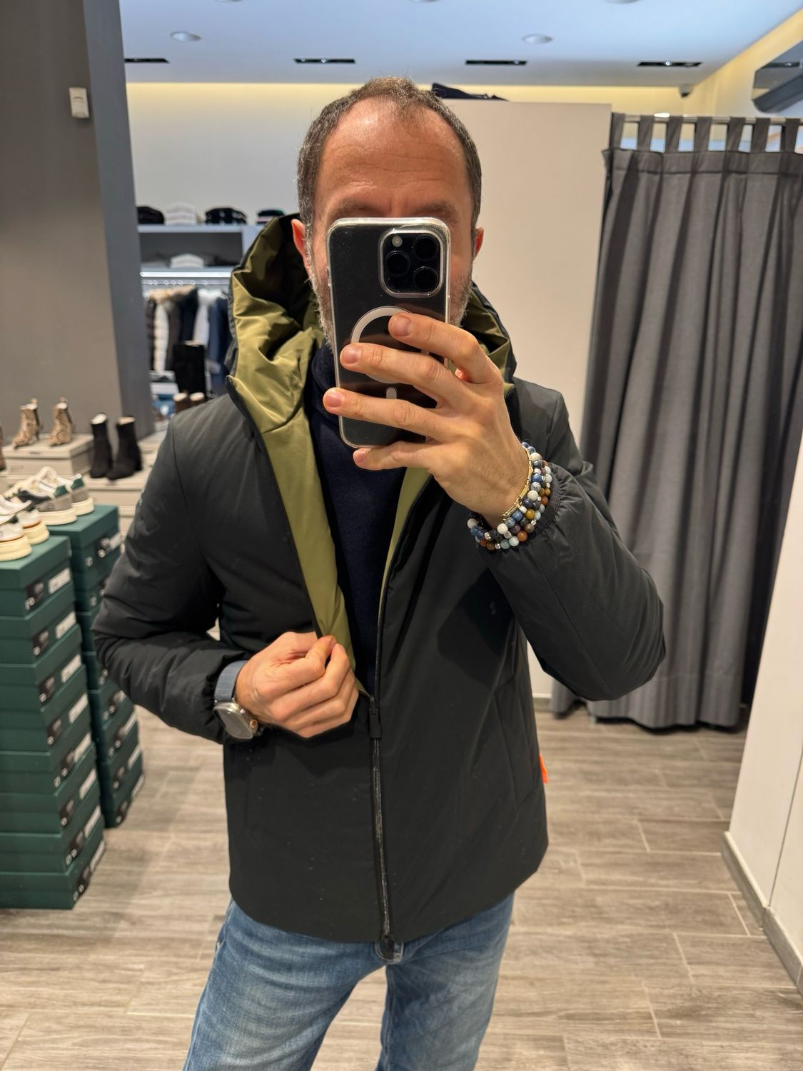 GIUBBOTTO SUNS DELHI MIDI REVERSIBILE CON CAPPUCCIO