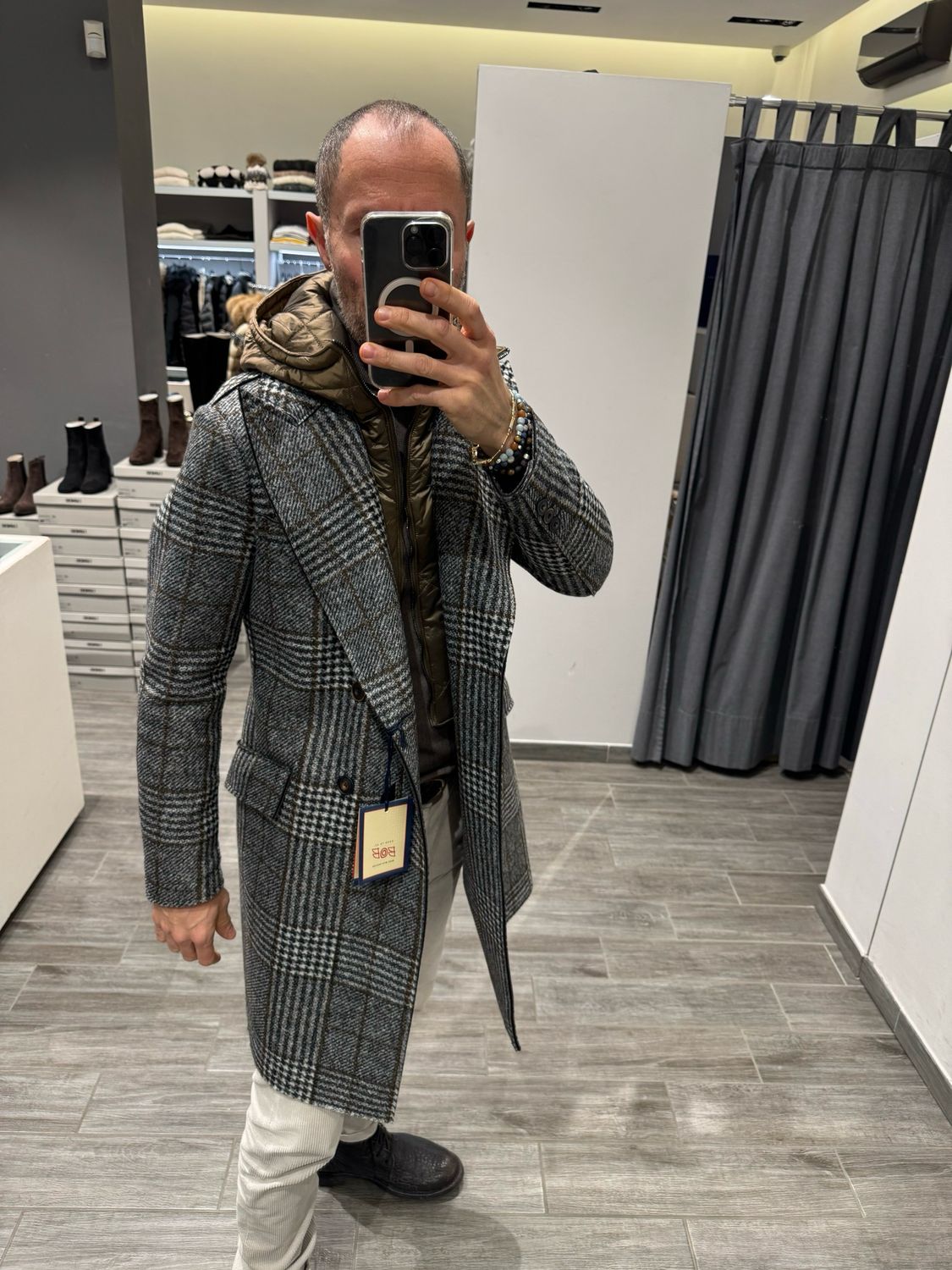 Cappotto in panno doppio petto con paravento staccabile BOB