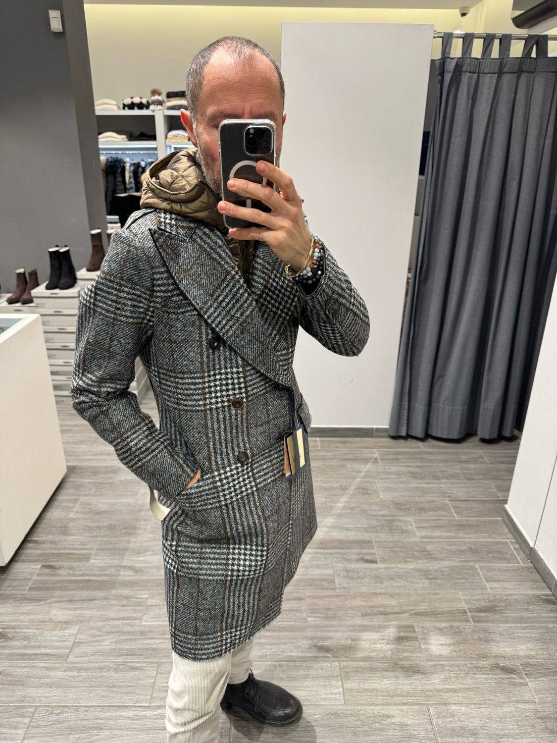 Cappotto in panno doppio petto con paravento staccabile BOB