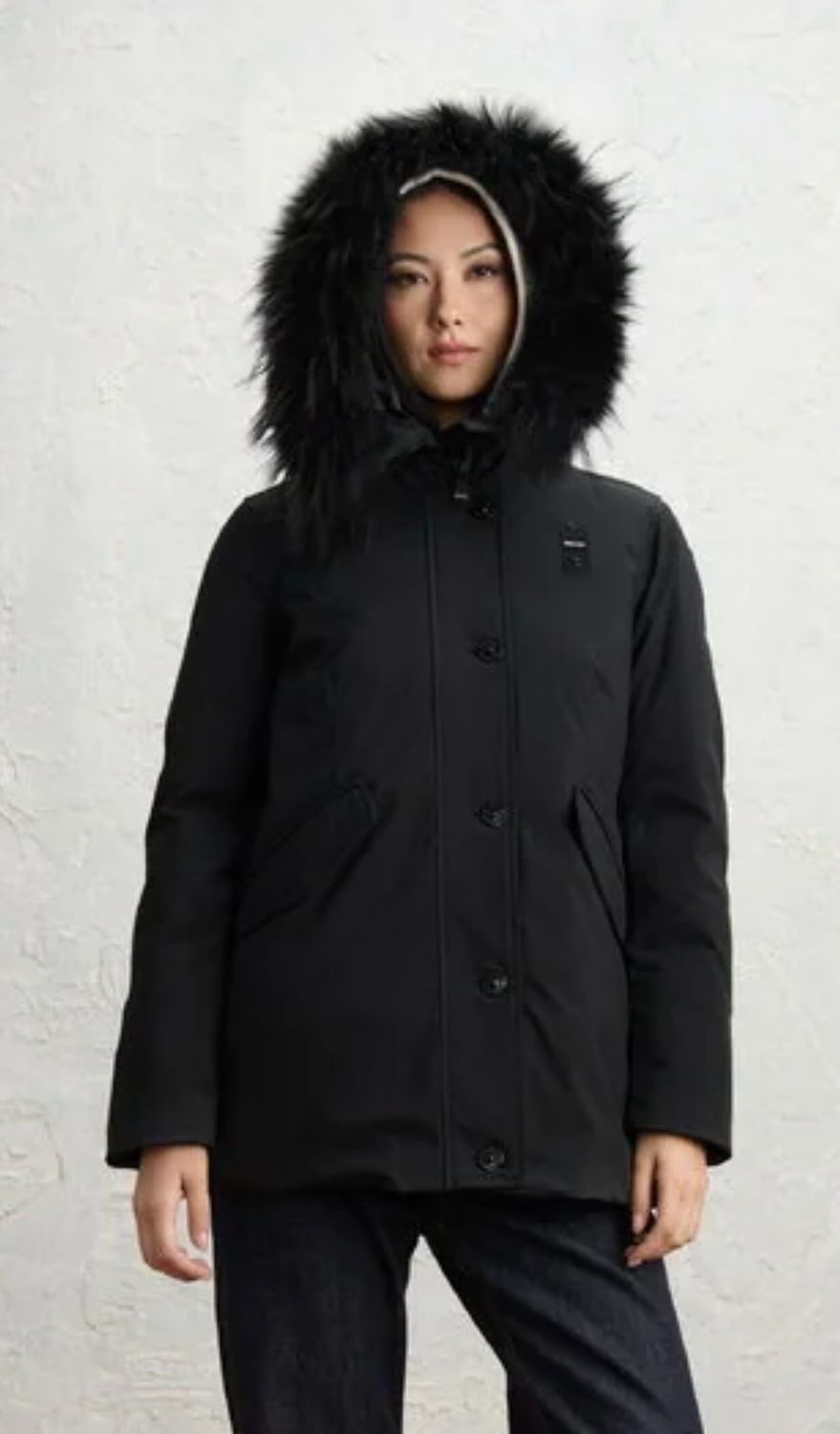 PARKA BLAUER IN NEOPRENE CON PELLICCIA IRMA