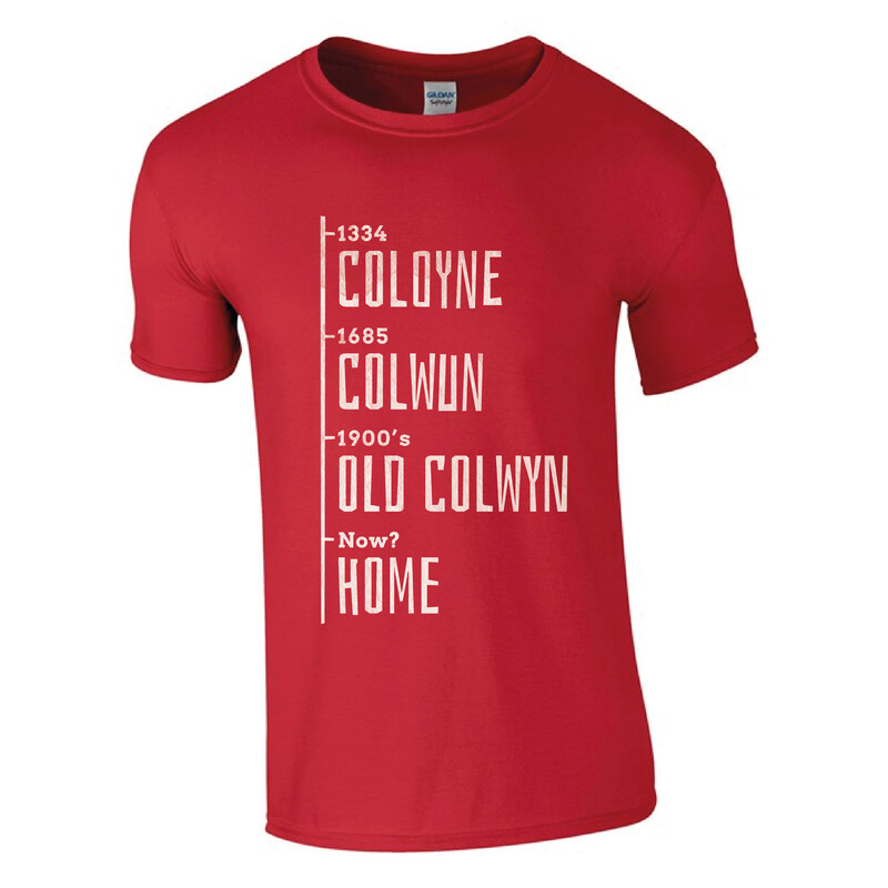 Old Colwyn time line t-shirt (22 colours to choose from!)