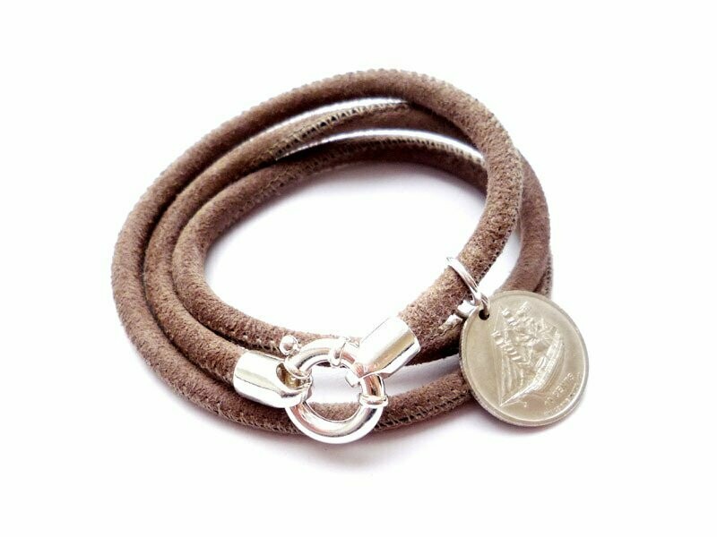 Nappalederarmband Silbermünze Nappalederarmband Silbermünze