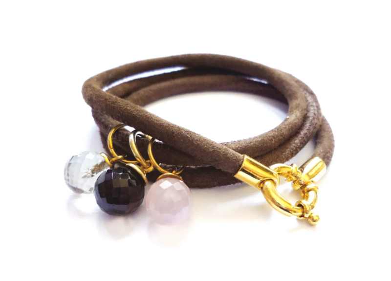 Nappalederarmband mit 3 Steinen Nappalederarmband mit 3 Steinen