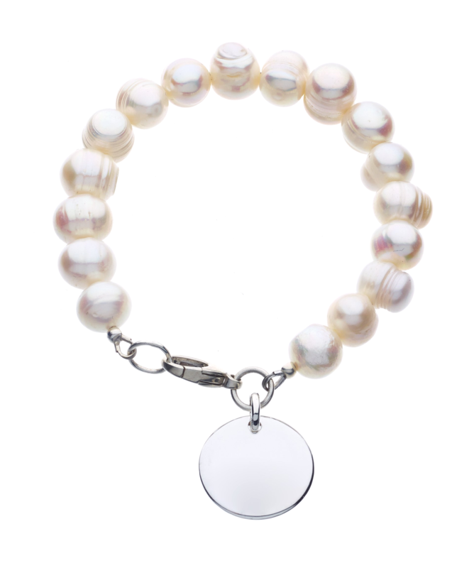 Süßwasserperlenarmband mit Silberplatte Süßwasserperlenarmband mit Silberplatte