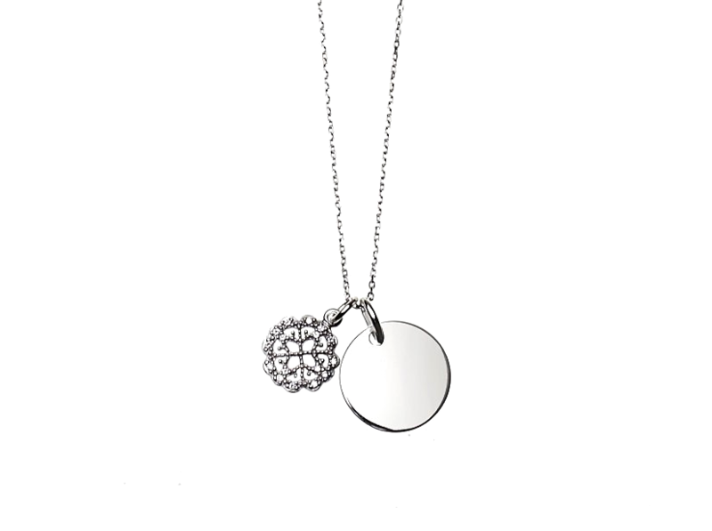 Silberkette mit Silberplatte und Zirkoniaornament Silberkette mit Silberplatte und Zirkoniaornament