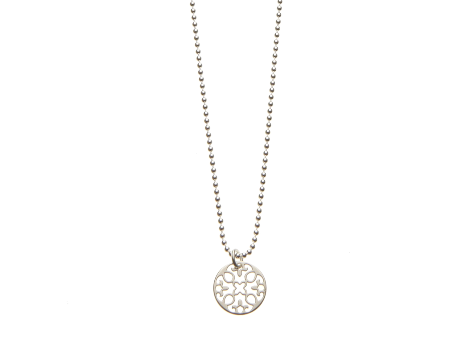 Kugelkette Blumenornament silber