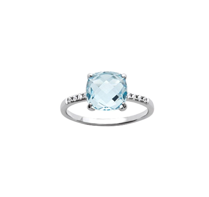 Hellblauer Ring mit Zirkonia