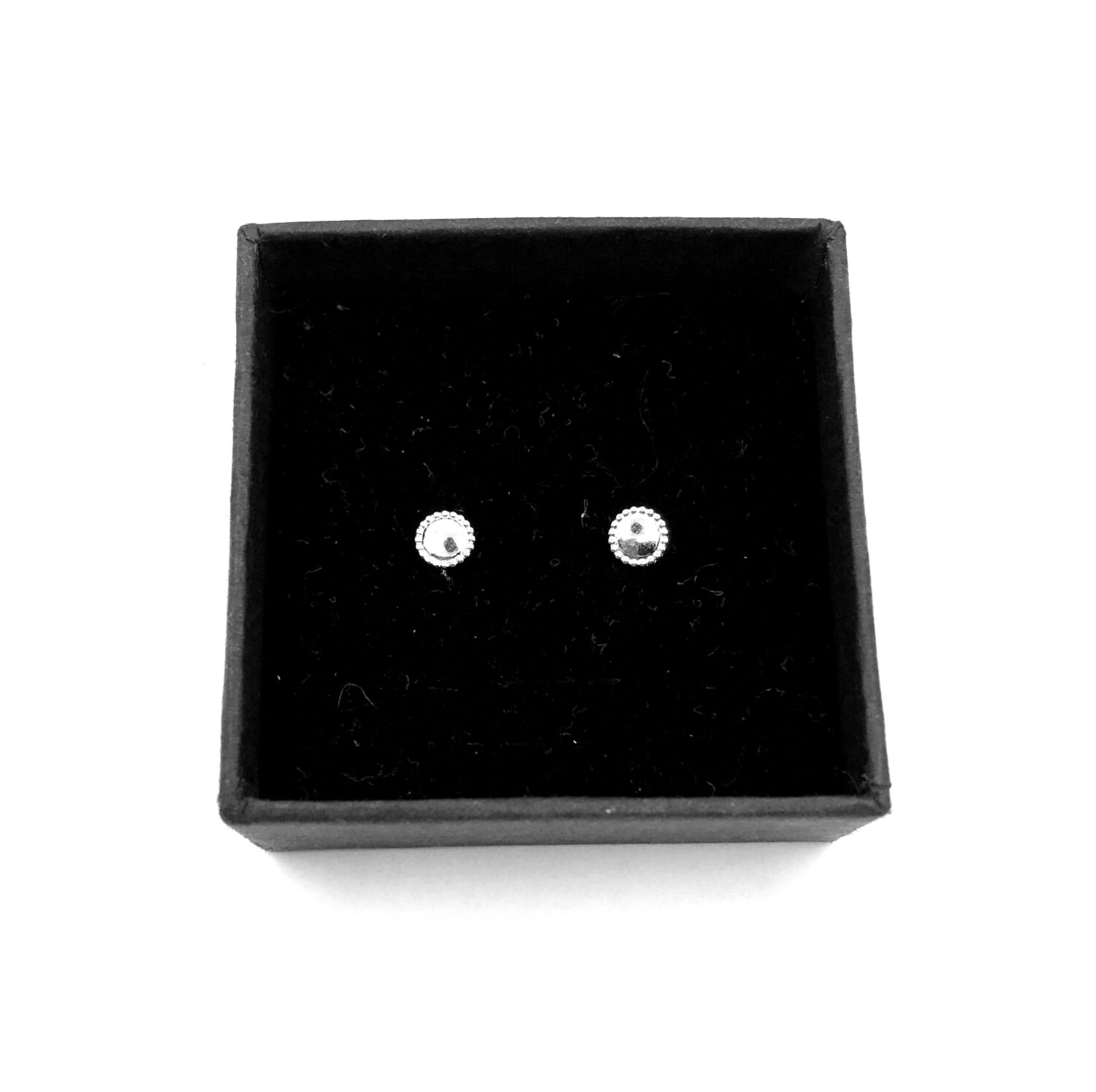 Kinderohrringe Miniplättchen mit Kugelrand, silber