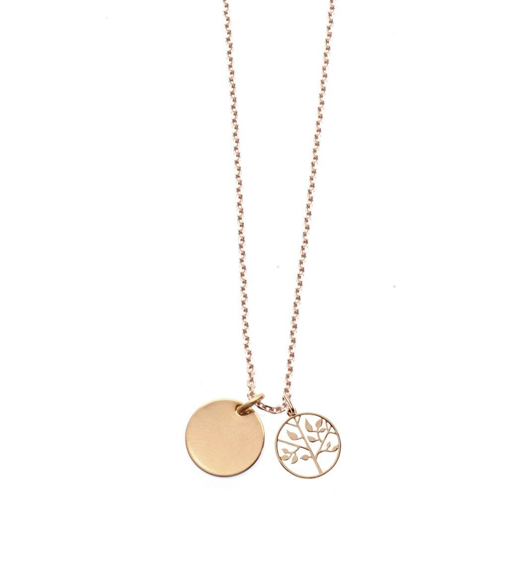 Goldkette Gravurplatte mit Lebensbaum
