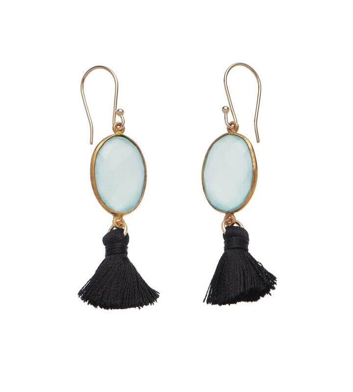 Ohrhänger Aqua Chalcedon mit Quasten Ohrhänger Aqua Chalcedon mit Quasten
