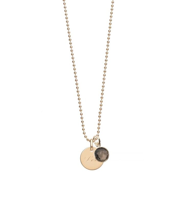 Kugelkette mit Goldplättchen und Rauchquarz Kugelkette mit Goldplättchen und Rauchquarz