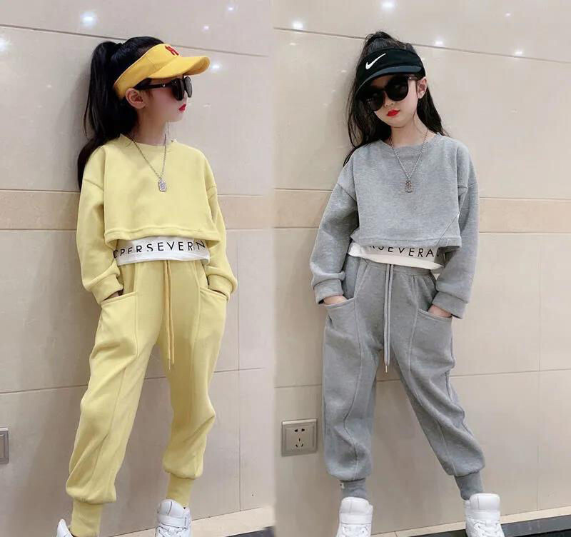 Girls&#39; Spring Suit 2022 New Children&#39;s Western Style, Big Children&#39;s Spring And Autumn Leisure Sports Sweater Two-piece Trend