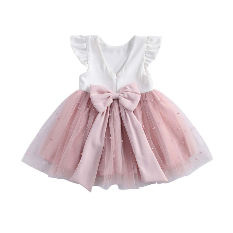 Baby Toddler Girls Easter Dress Pink &amp; White Beaded Tutu Dress
