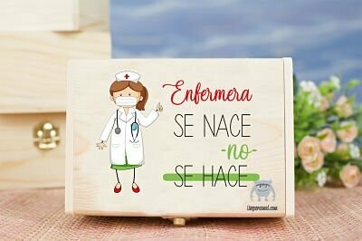 CAJA MADERA ENFERMERA SE NACE