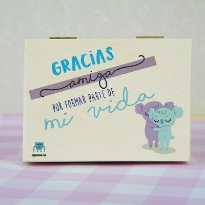 CAJA MADERA GRACIAS AMIGA