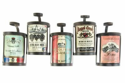 BOTELLERO METAL CON MOTIVOS VINTAGE