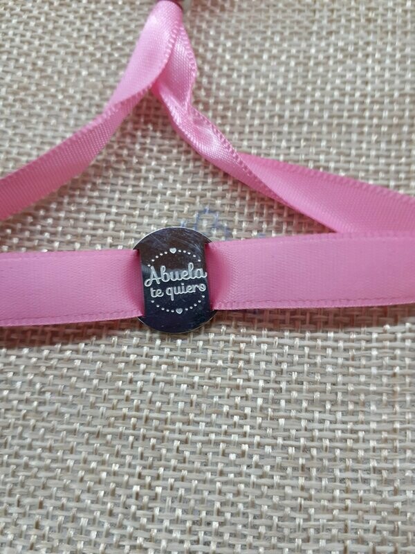 PULSERA  ACERO Y TELA  "ABUELA TE QUIERO"