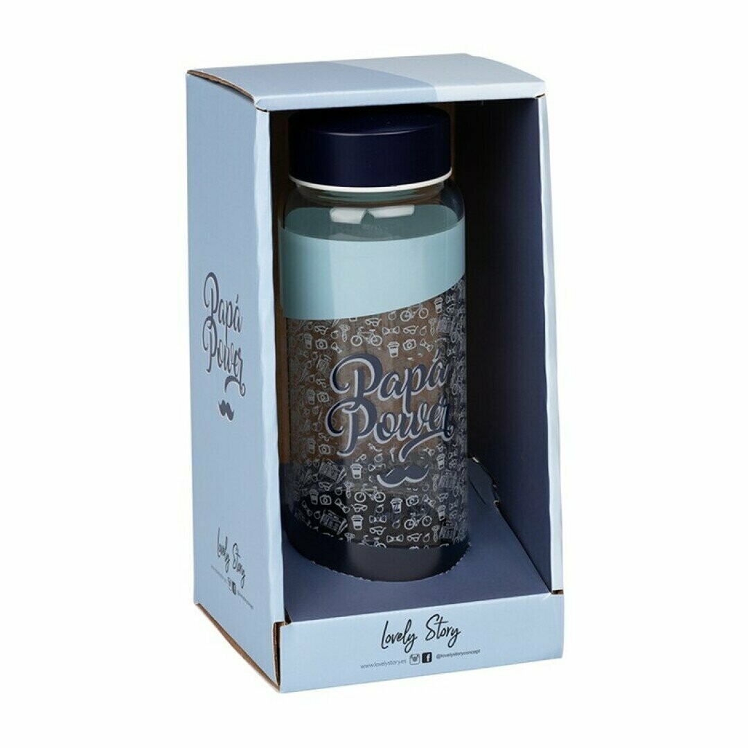 BOTELLA DE CRISTAL ESTAMPADA – PAPÁ POWER –