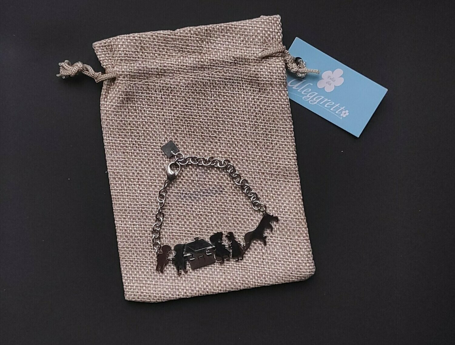 PULSERA ACERO CON MOTIVO FAMILIA y PERRO
