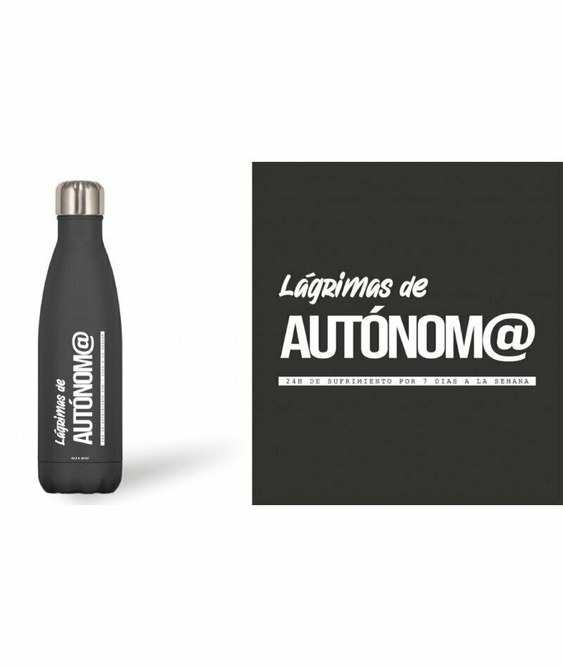 BOTELLA ACERO INOX NEGRA 500 ML,LAGRIMAS DE AUTONOMO