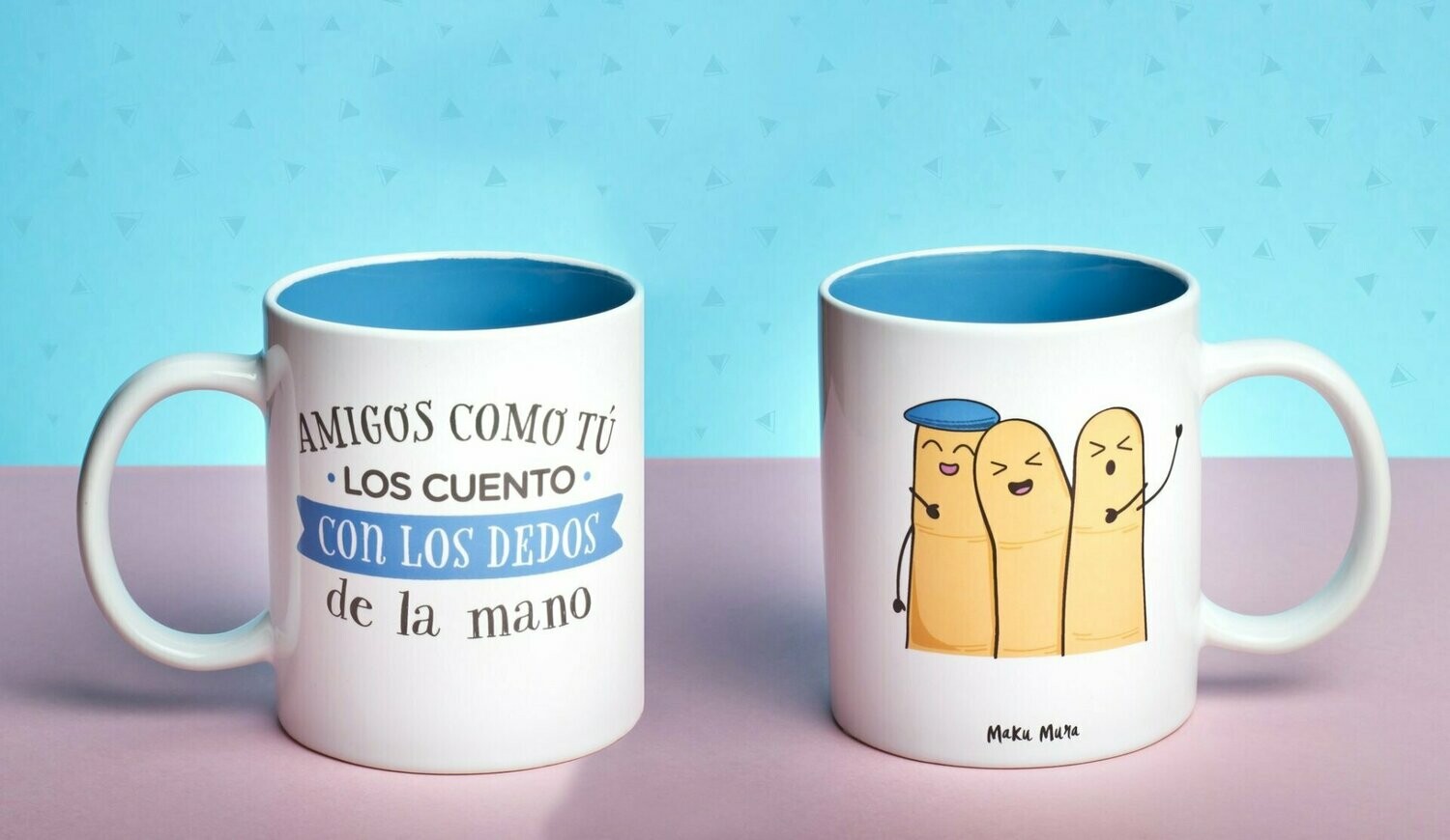 TAZA  AMIGOS COMO TU LOS CUENTO CON LOS DEDOS DE LA MANO