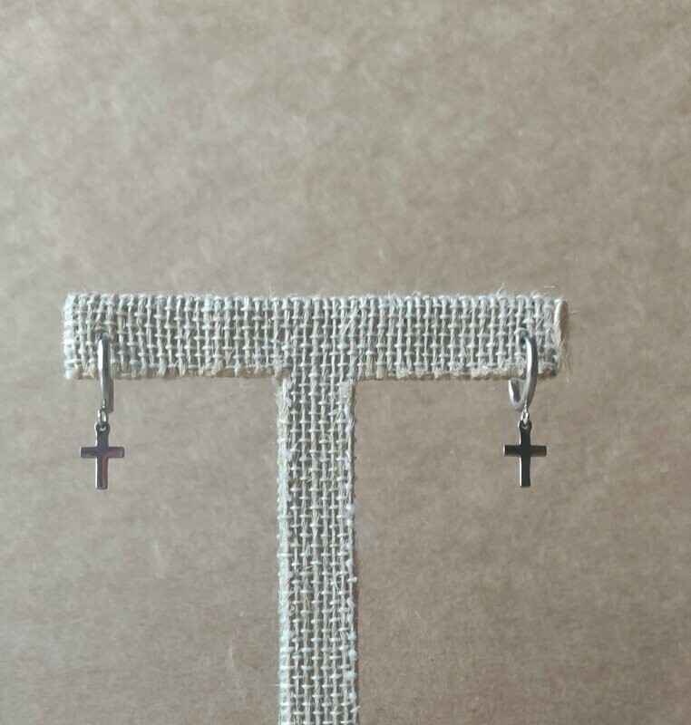 PENDIENTES ACERO ARO CRUZ