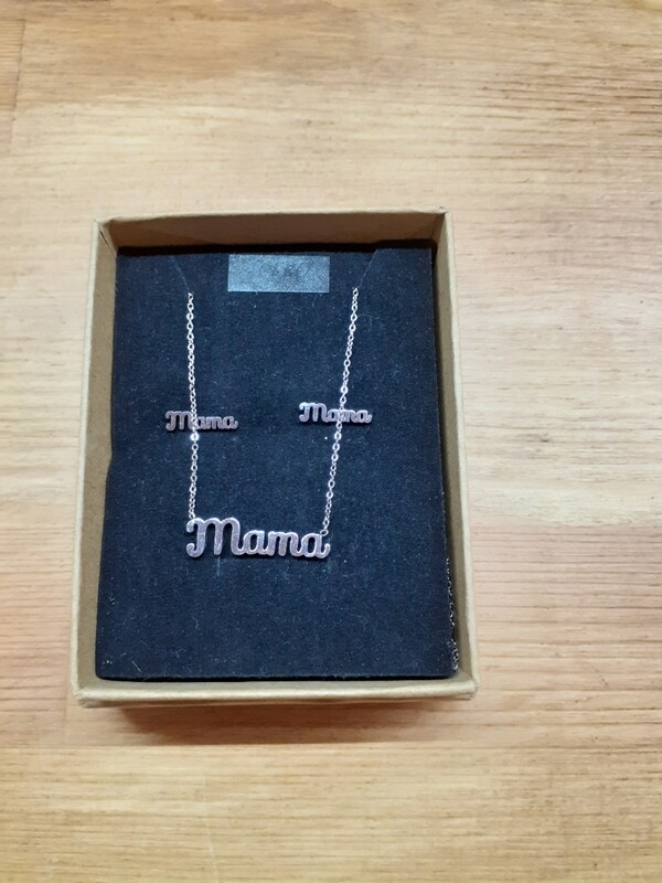 CONJUNTO COLGANTE  Y PENDIENTES ACERO  "MAMA"