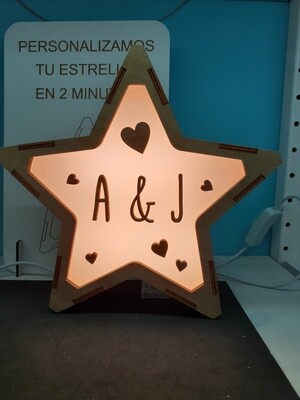 LAMPARA ESTRELLA MADERA PAREJA