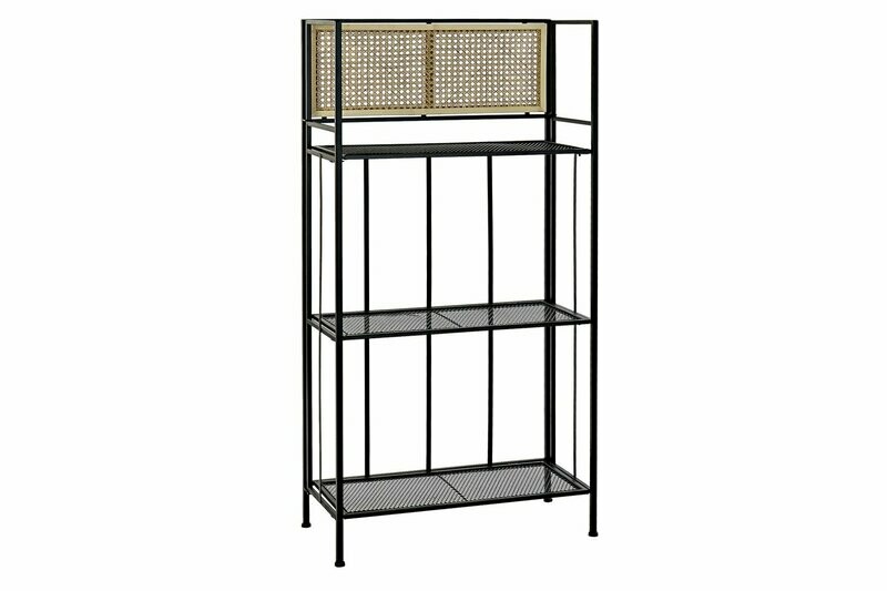 ESTANTERIA METAL RATAN  NEGRO