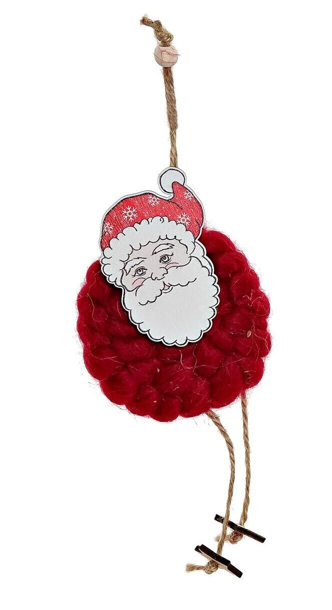 Colgante madera 8x3x26cm, Color: Papá Noel Rojo