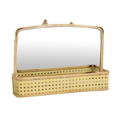 ESPEJO CON ESTANTE RATTAN