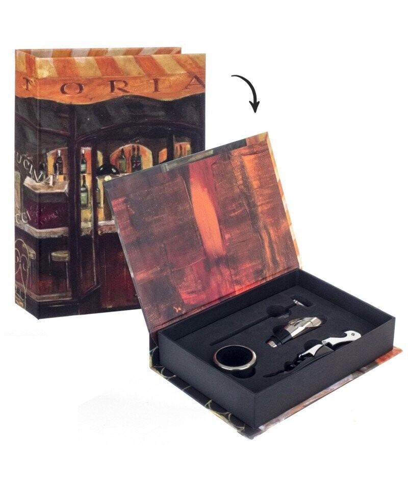 CAJA LIBRO SET VINO 4 PCS