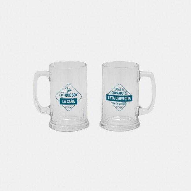 SET DE DOS JARRAS DE CERVEZA PARA TOMARSE LA VIDA FRESQUITA Y CON BIEN DE ESPUMITA