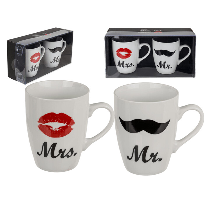 SET TAZAS PORCELANA MR & MRS