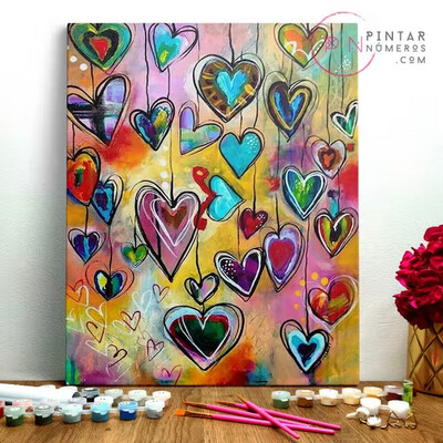 PINTURA POR NUMEROS CORAZONES