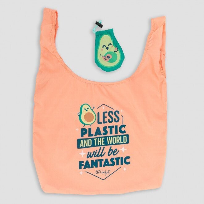 BOLSA DE LA COMPRA PLEGABLE AGUACATE - LESS PLASTIC AND THE WORLD WILL BE FANTASTIC