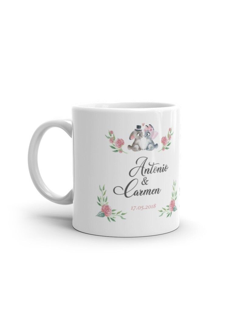 TAZA BODA CONEJO PERSONALIZADA