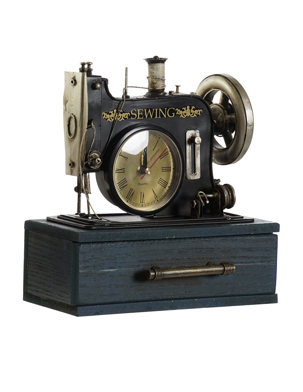 RELOJ SOBREMESA MAQUINA COSER, COLOR: Azul