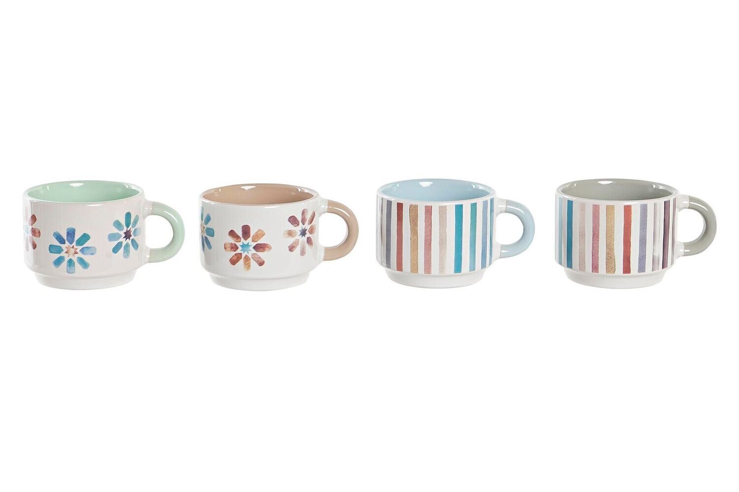 CAFE SET 4 GRES METAL