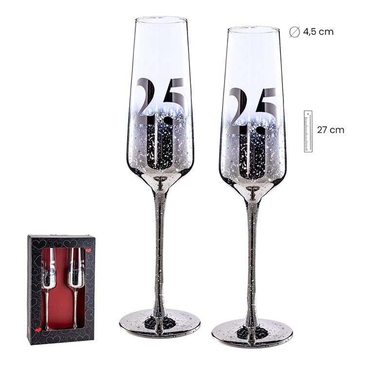 SET 2 COPAS CAVA 25 PLATA