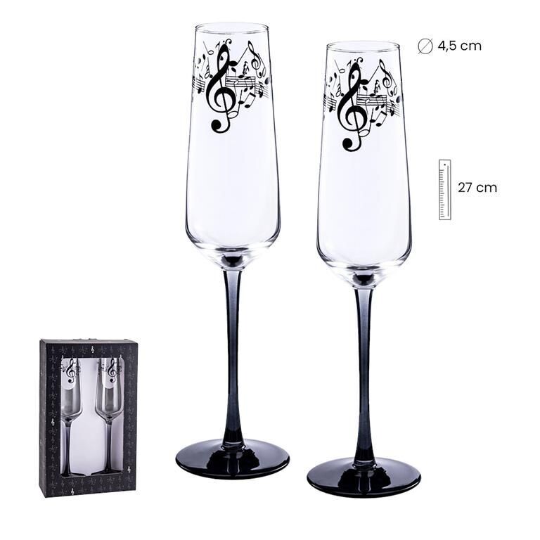 SET 2 COPAS CAVA NOTAS NEGRAS