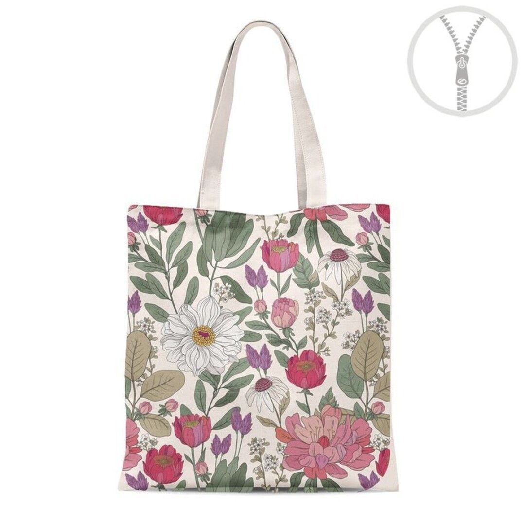 BOLSA ALGODON CON CREMALLERA FLORES