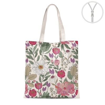 BOLSA ALGODON CON CREMALLERA FLORES