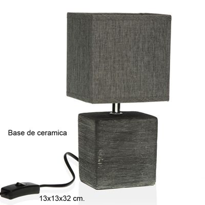 LAMPARA CERAMICA CUBO NEGRA