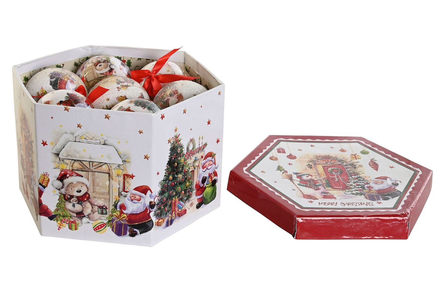 BOLA DECORACION SET 14 PVC ROJO