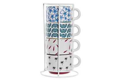 CAFE SET 4 GRES METAL
