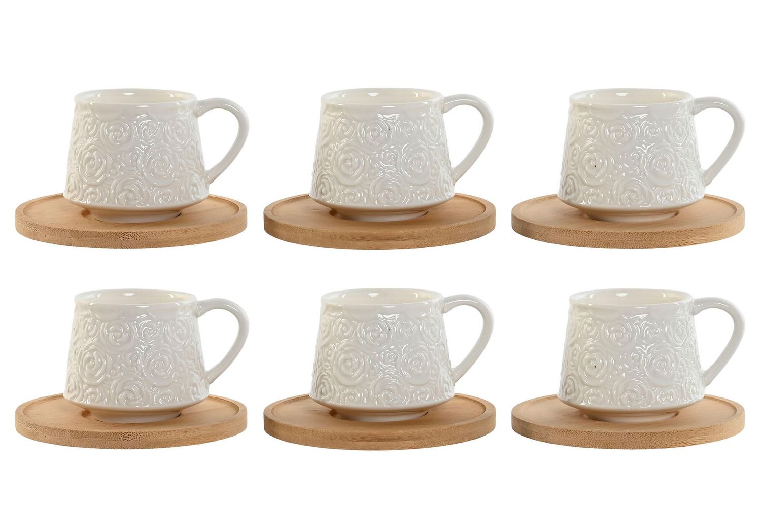 CAFE SET 6 PORCELANA BAMBU BLANCO