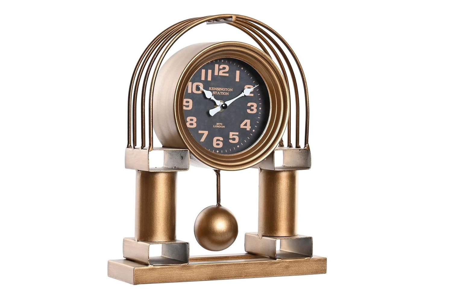 RELOJ SOBREMESA HIERRO CRISTAL DORADO