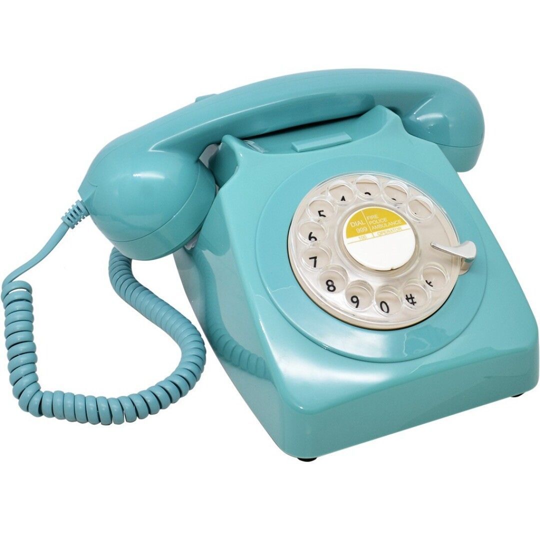 TELEFONO VINTAGE 70s GIRATORIO AZUL