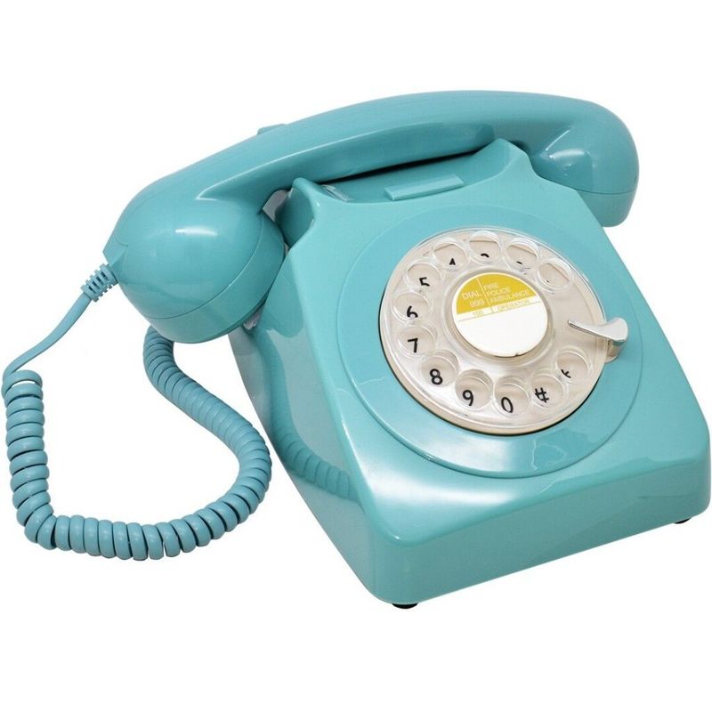 TELEFONO VINTAGE 70s GIRATORIO AZUL